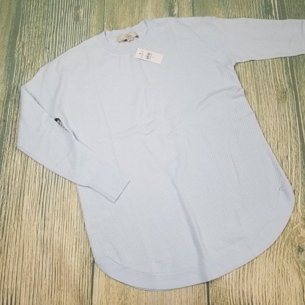 New LOFT textured curved hem sweater